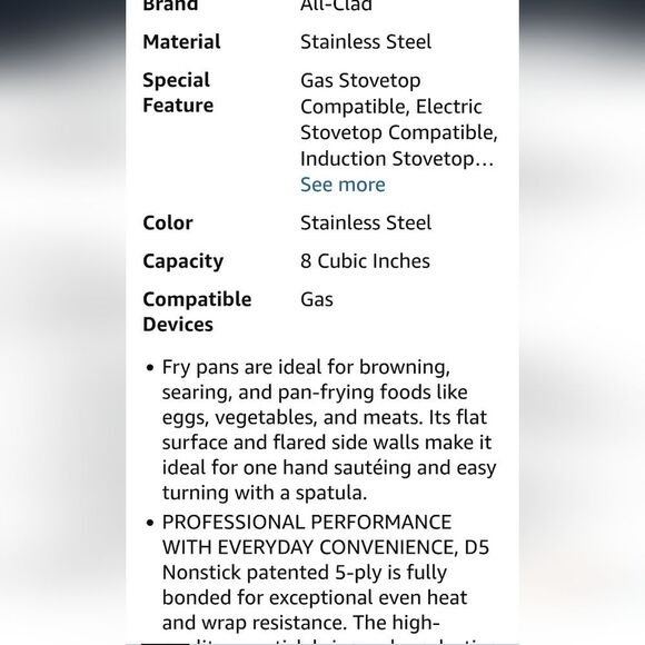 All-Clad D5 Stainless Steel 8" Fry Pan - Picture 9 of 15